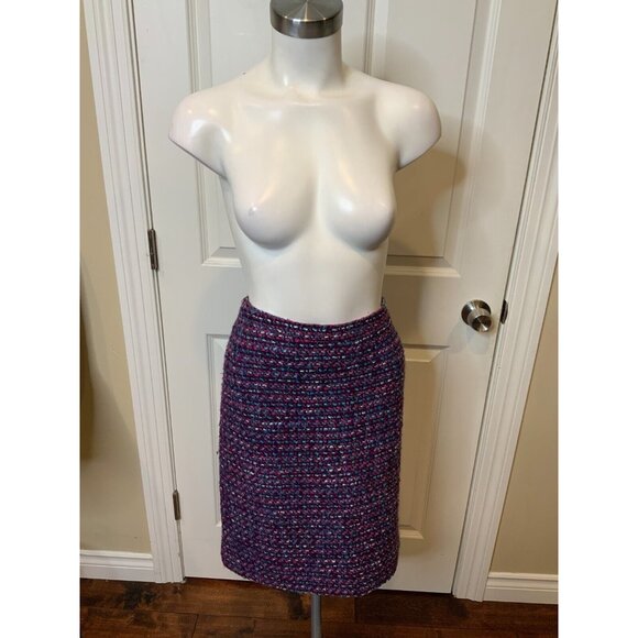 J. Crew Purple Pink Tweed Wool No. 2 Pencil Skirt, Size 8 - Picture 1 of 7